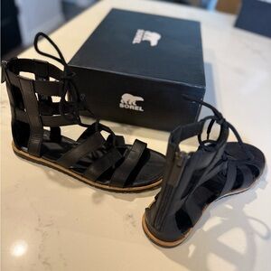 Sorel Women's Black Lace-Up Gladiator Sandals